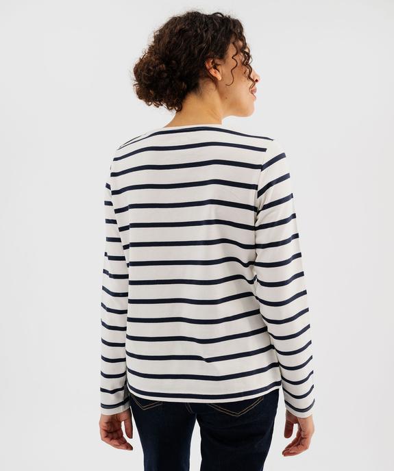 Tee-shirt manches longues à rayures et épaule boutonnée femme - LuluCastagnette vue3 - LULU CASTAGNETTE GEMO FOR GOOD - GEMO