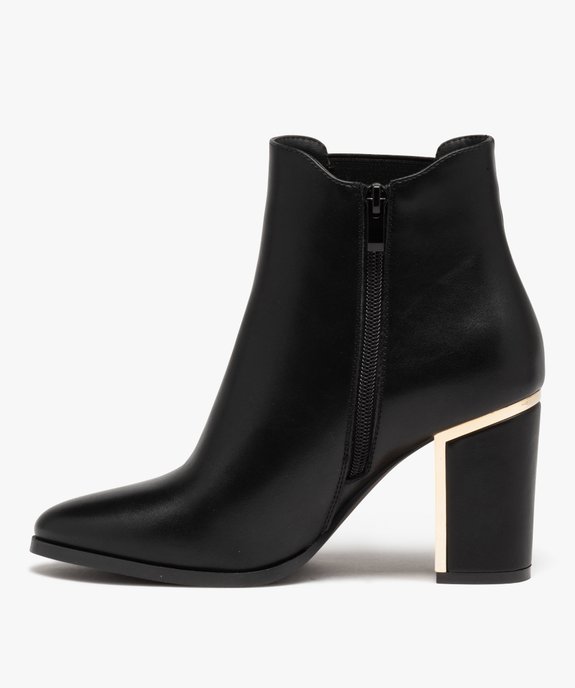 Boots femme unies à talon carré liseré métallique vue3 - GEMO(URBAIN) - GEMO