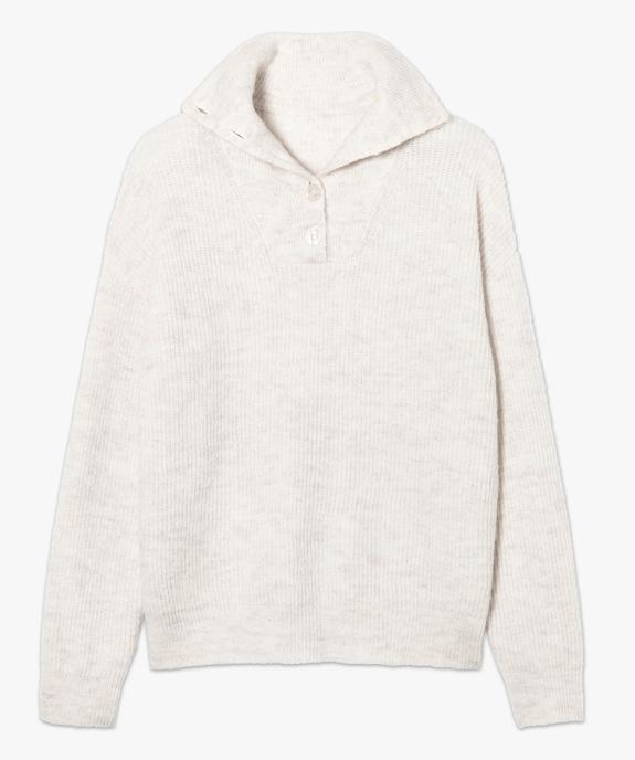 Pull femme avec col montant boutonné vue4 - GEMO 4G FEMME - GEMO