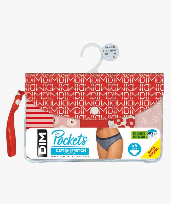 Culottes en coton stretch confort femme (lot de 5) - Les Pockets Dim vue2 - DIM - GEMO
