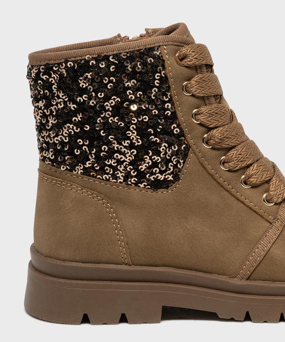 Boots zippées et lacées à sequins et semelle crantée fille - Hobiz vue6 - HOBIZ - GEMO