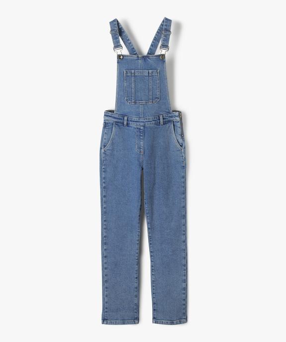 Salopette en jean fille coupe droite en coton stretch vue1 - GEMO (JUNIOR) - GEMO