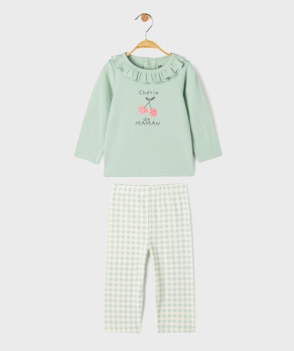 Pyjama 2 pièces à motif et carreaux bébé vue1 - GEMO 4G BEBE - GEMO