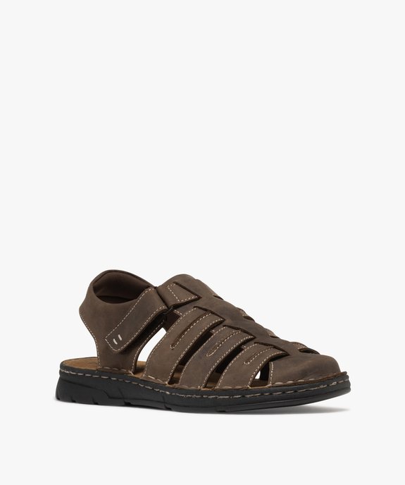 Sandales confort à bout fermé dessus cuir homme vue2 - G'FLEX - GEMO