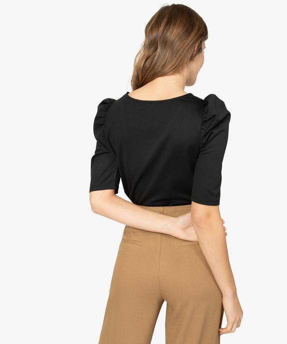 Tee-shirt femme avec manches bouffantes et col V vue3 - GEMO(FEMME PAP) - GEMO