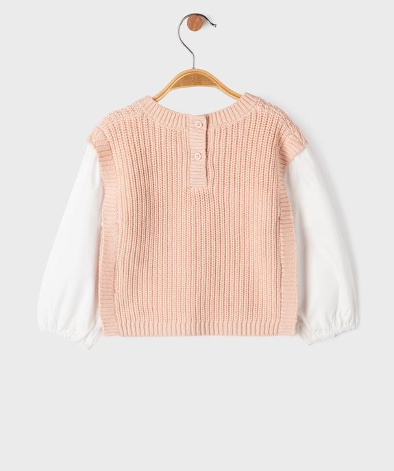 Pull avec manches chemise 2 en 1 bébé fille vue3 - GEMO 4G BEBE - GEMO