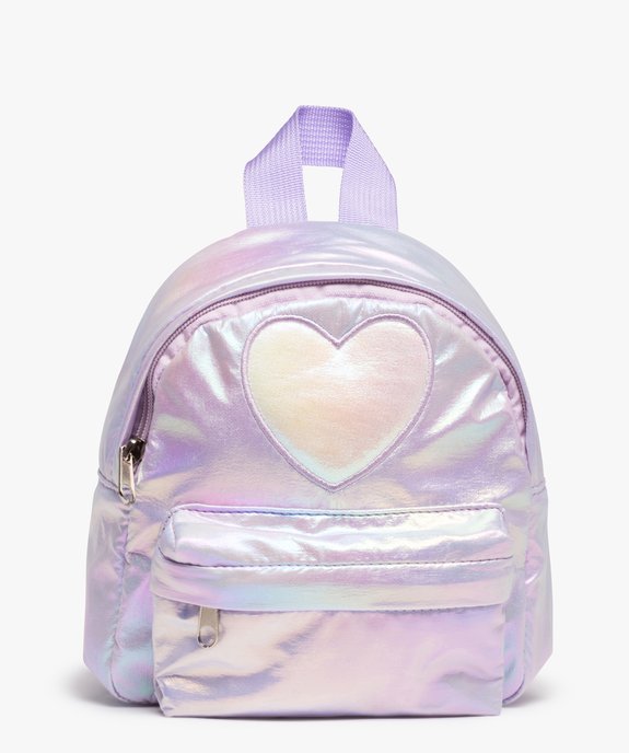 Sac à dos fille en matière scintillante avec motif cœur vue1 - GEMO (ENFANT) - GEMO