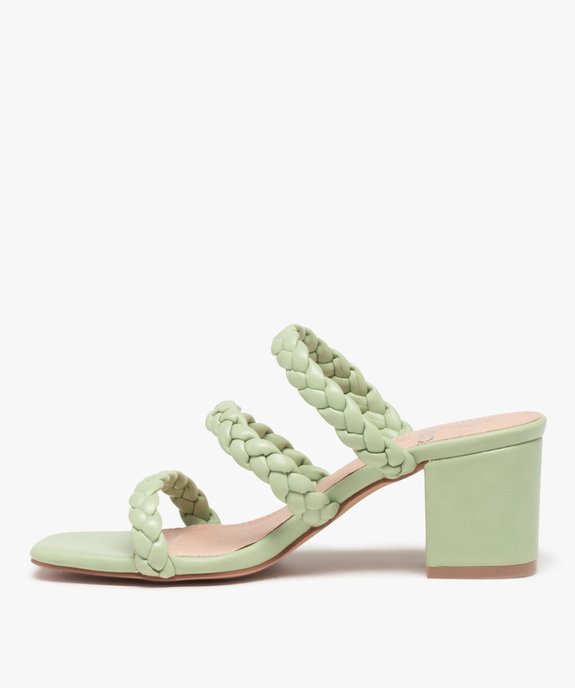 Mules femme à talon et brides tressées unies vue3 - GEMO(URBAIN) - GEMO