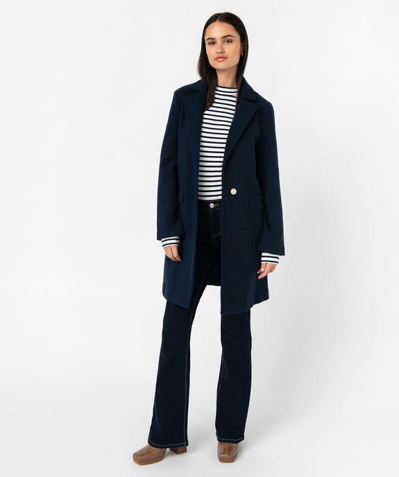 Manteau droit à grand col femme vue1 - GEMO(FEMME PAP) - GEMO