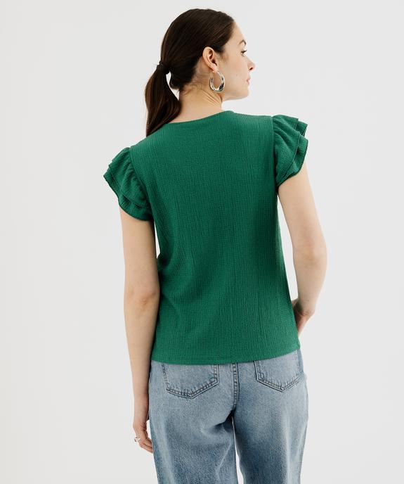 Tee-shirt à manches volantées et liens à nouer femme vue3 - GEMO(FEMME PAP) - GEMO