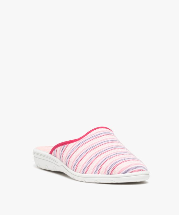 Chaussons femme mules en jersey rayé vue2 - GEMO 4G FEMME - GEMO