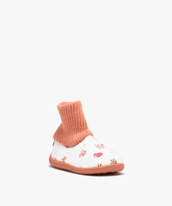 Chaussons fille imprimés en velours et à col chaussette  vue2 - GEMO (ENFANT) - GEMO