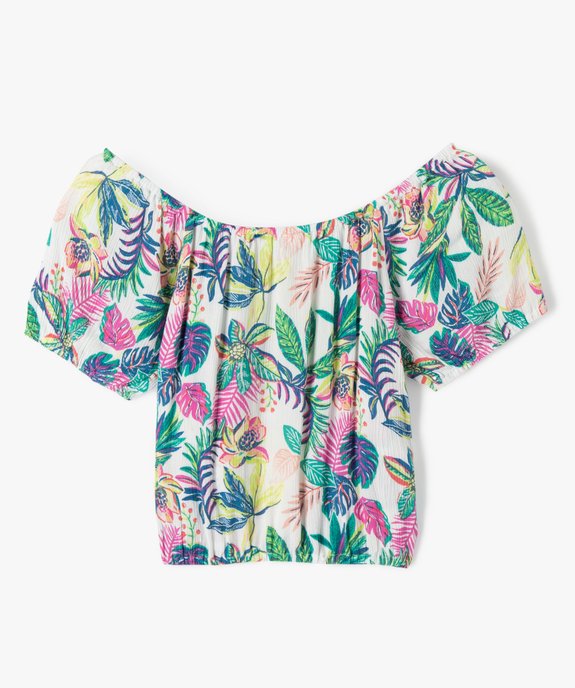 Chemise fille à manches courtes avec motifs tropicaux vue3 - GEMO 4G FILLE - GEMO