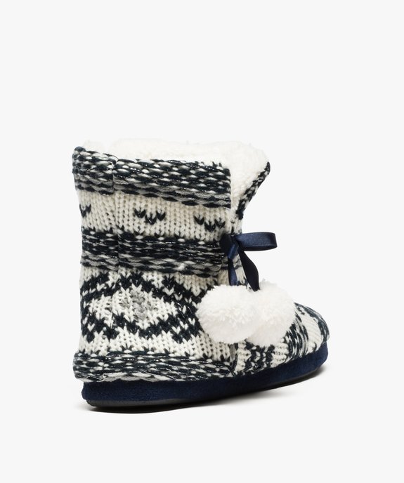 Chausson femme montants en maille jacquard à pompons vue4 - GEMO(HOMWR FEM) - GEMO
