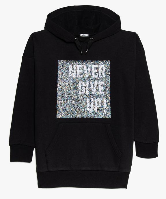Sweat fille à capuche avec large motif à sequins vue1 - GEMO (JUNIOR) - GEMO