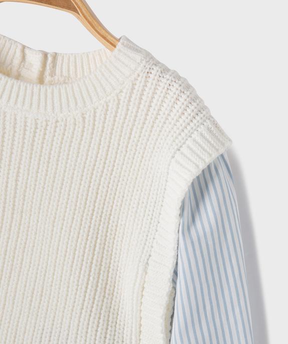 Pull avec manches chemise 2 en 1 bébé fille vue2 - GEMO 4G BEBE - GEMO