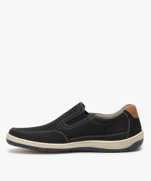 Chaussures bateau homme dessus cuir perforé – Terre de Marins vue3 - TERRE DE MARINS - GEMO