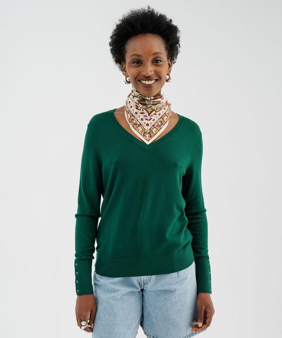 Pull col V en maille viscose fine et souple femme vue1 - GEMO 4G FEMME - GEMO