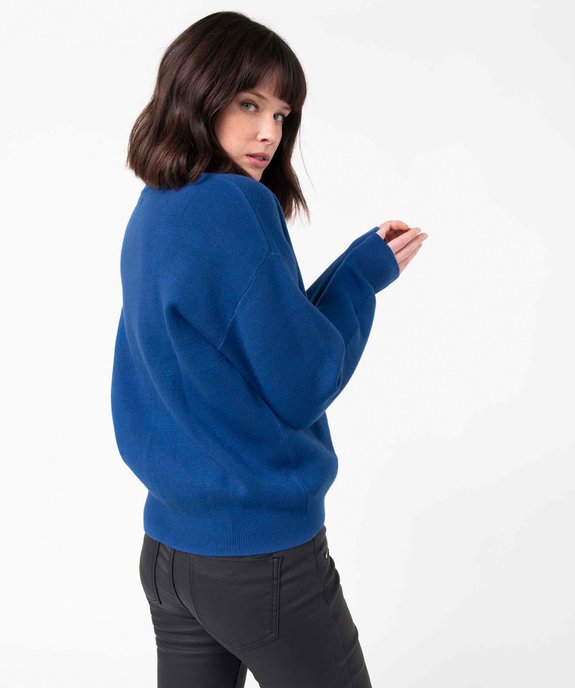 Pull femme coupe ample avec finitions pailletées vue3 - GEMO(FEMME PAP) - GEMO