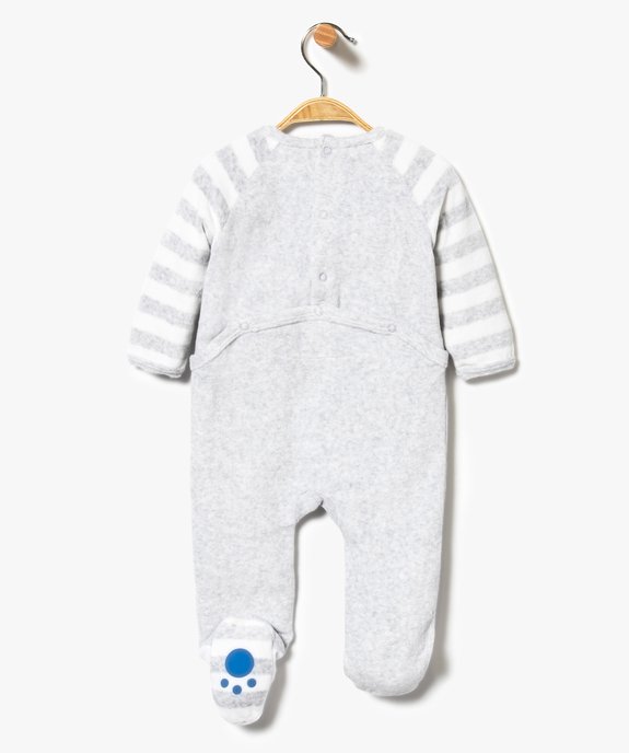 Pyjama ours en velours vue2 - GEMO(BB COUCHE) - GEMO