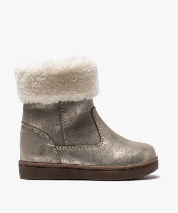 Boots fourrées bébé fille zippées dessus métallisé vue1 - GEMO(BEBE DEBT) - GEMO