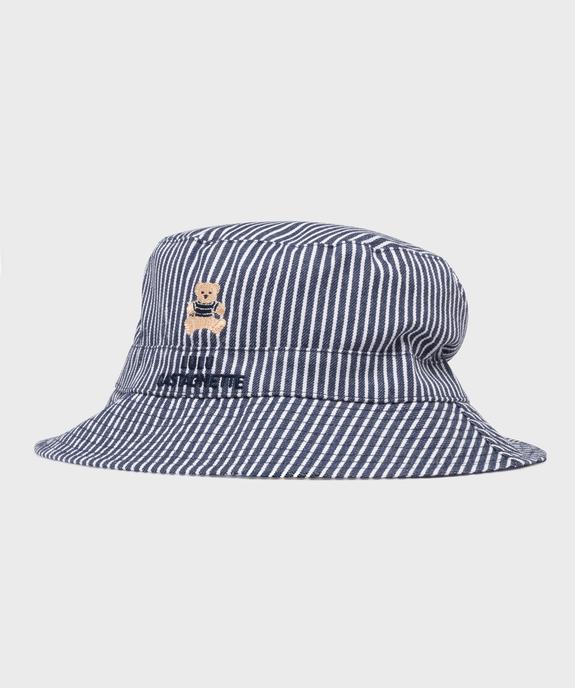 Chapeau bob réversible uni/rayé bébé - LuluCastagnette vue1 - LULUCASTAGNETTE - GEMO