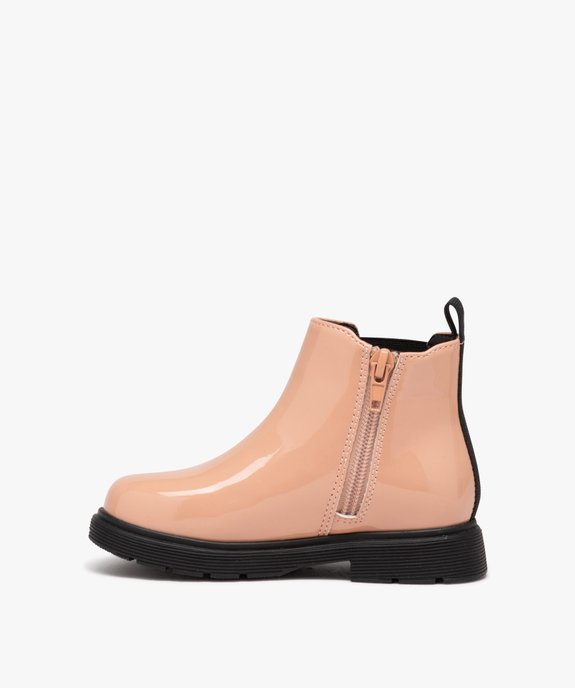 Bottes fille Chelsea vernies à zip vue3 - GEMO (ENFANT) - GEMO