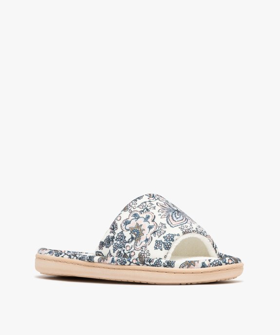 Chaussons mules en toile à motifs fleuris femme vue2 - GEMO 4G FEMME - GEMO