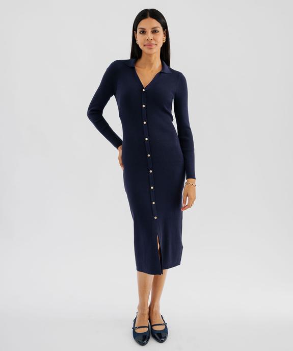 Robe longe en maille côtelée femme - LuluCastagnette vue1 - LULU CASTAGNETTE GEMO FOR GOOD - GEMO