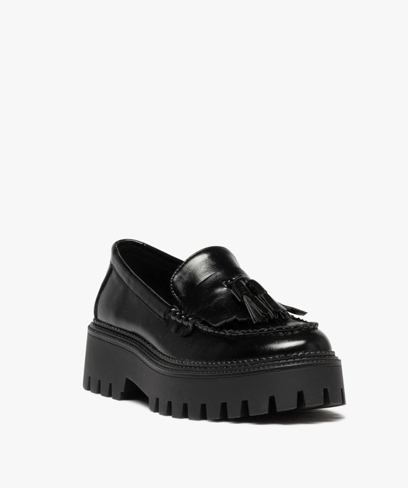 Mocassins femme unis à semelle compensée et crantée vue2 - GEMO (CASUAL) - GEMO
