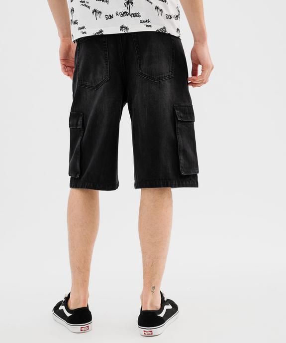 Bermuda en jean coupe cargo ample délavé homme vue3 - GEMO 4G HOMME - GEMO