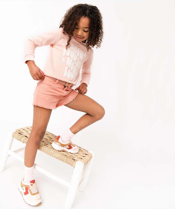 Short fille en jean avec bas à franges vue5 - GEMO (ENFANT) - GEMO