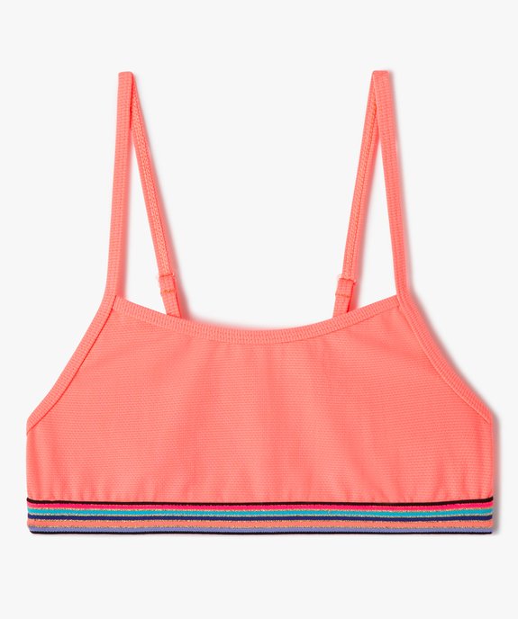 Haut de maillot de bain fille forme brassière à fines bretelles et bande rayée vue1 - GEMO (JUNIOR) - GEMO