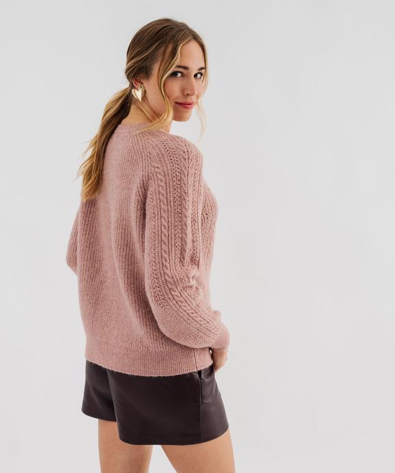 Pull à col rond boutonné en maille fantaisie femme vue3 - GEMO 4G FEMME - GEMO