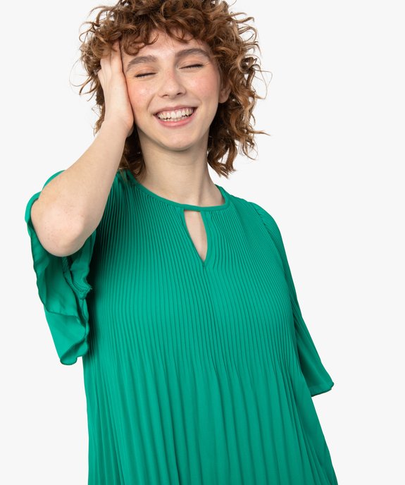 Robe femme en voile plissé à manches courtes vue2 - GEMO(FEMME PAP) - GEMO