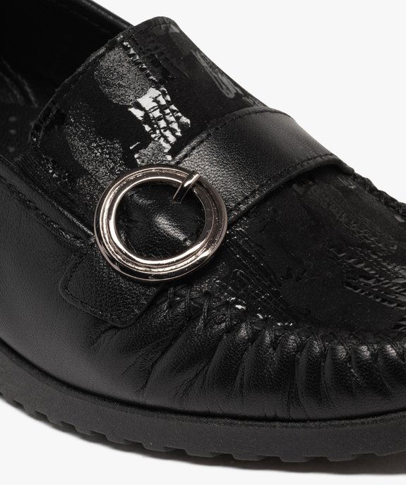 Mocassins femme à talon compensé en cuir et avec boucle fantaisie  vue6 - G'FLEX GEMO FOR GOOD - GEMO