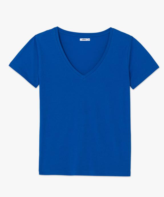 Tee-shirt femme à manches courtes avec col V vue4 - GEMO(FEMME PAP) - GEMO
