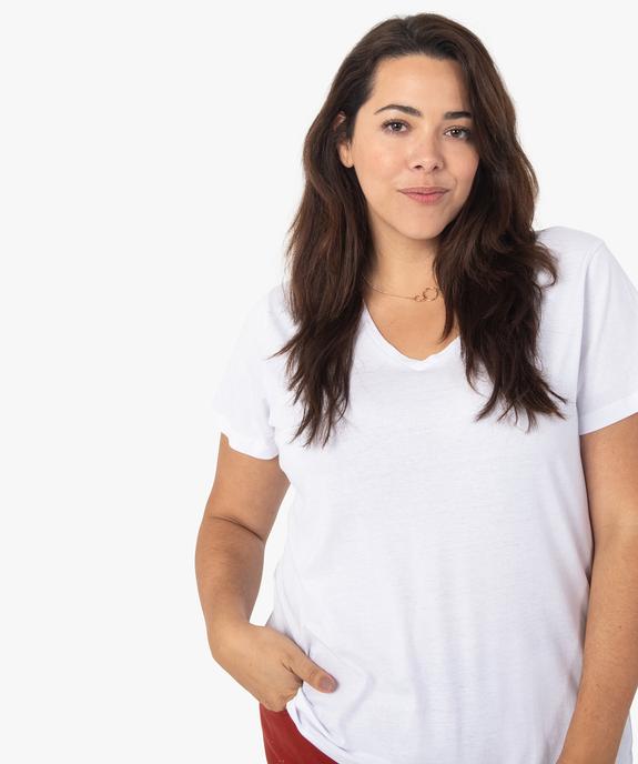 Tee-shirt femme grande taille à col V et manches courtes vue2 - GEMO (G TAILLE) - GEMO