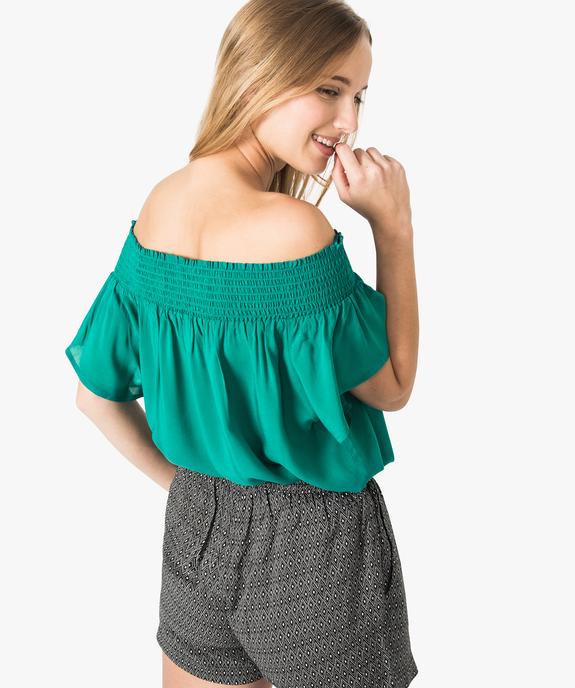 Blouse unie à col bateau et manches courtes vue3 - FOLLOW ME - GEMO