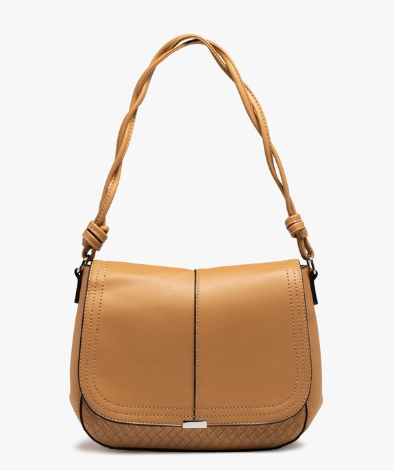 Sac femme forme besace avec surpiqûres et effet tressé vue1 - GEMO (ACCESS) - GEMO