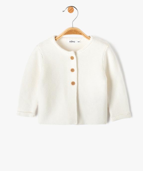 Gilet brassière bébé à col rond en maille tricotée vue2 - GEMO(BB COUCHE) - GEMO