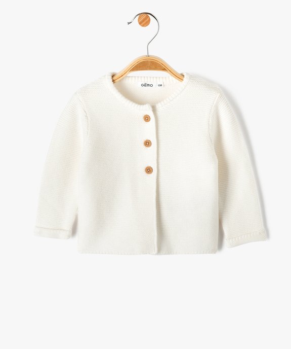 Gilet brassière bébé à col rond en maille tricotée vue2 - GEMO(BB COUCHE) - GEMO