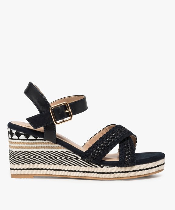 Sandales femme à talon compensé et brides tressées vue1 - GEMO(URBAIN) - GEMO