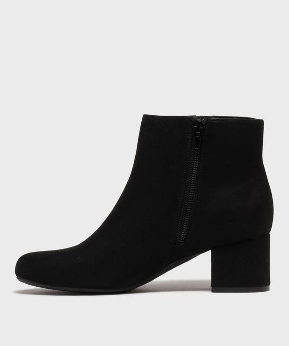 Boots femme à talon carré en suédine unie et zip décoratif vue9 - VALENTINA BALDA - GEMO