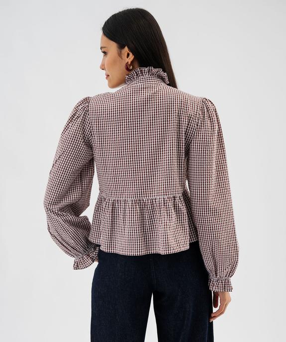 Chemise à volants imprimé vichy femme vue4 - GEMO(FEMME PAP) - GEMO