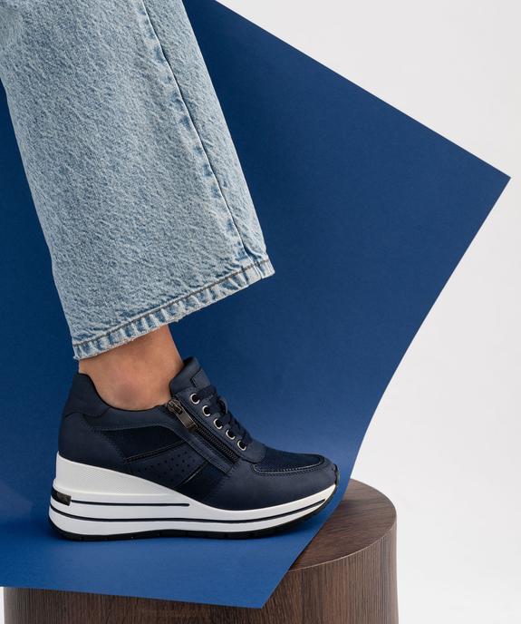 Baskets à talon compensé, lacets et zip femme vue1 - VALENTINA BALDA - GEMO