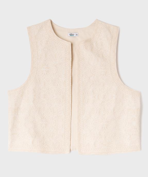 Gilet sans manches avec devant brodé femme grande taille vue6 - GEMO 4G GT - GEMO