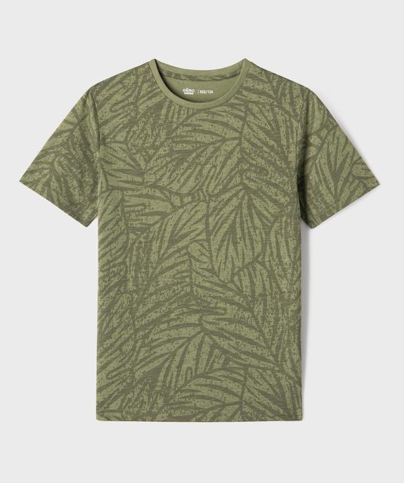 Tee-shirt manches courtes en jersey de coton imprimé feuillage garçon vue1 - GEMO 4G GARCON - GEMO