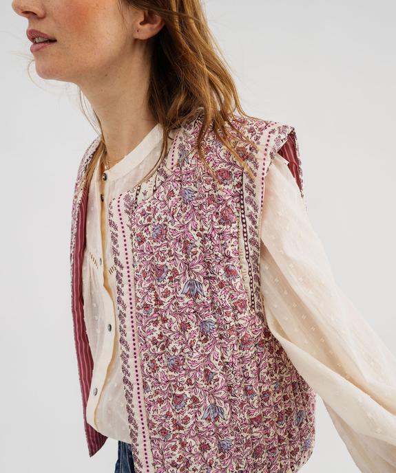 Veste sans manches matelassée à motif fleuri femme vue4 - GEMO 4G FEMME - GEMO