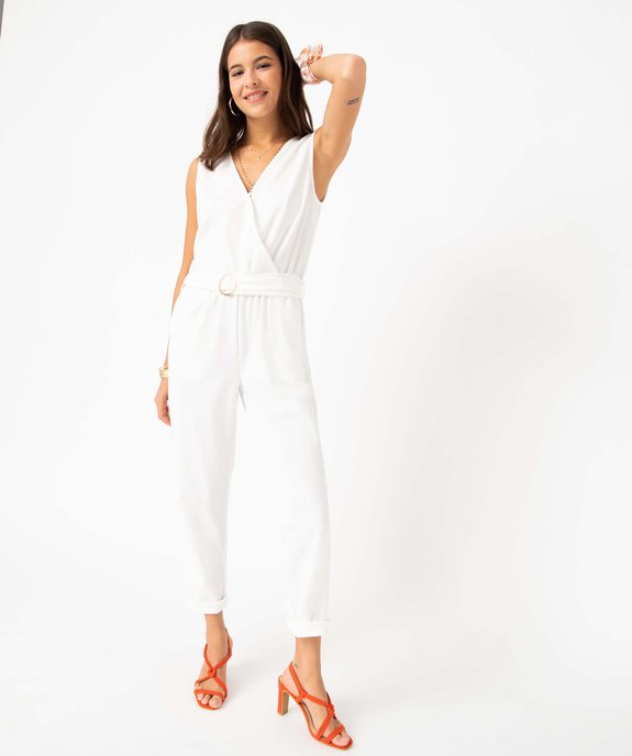 Combinaison pantalon femme unie avec haut cache-coeur vue2 - GEMO(FEMME PAP) - GEMO